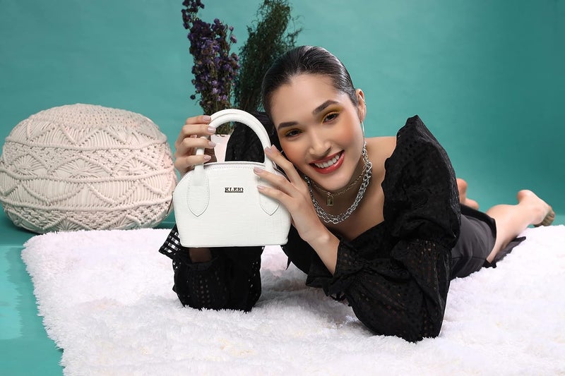 KLEIO Designer Solid Chic Sling Handbag for Women - White - Image 2